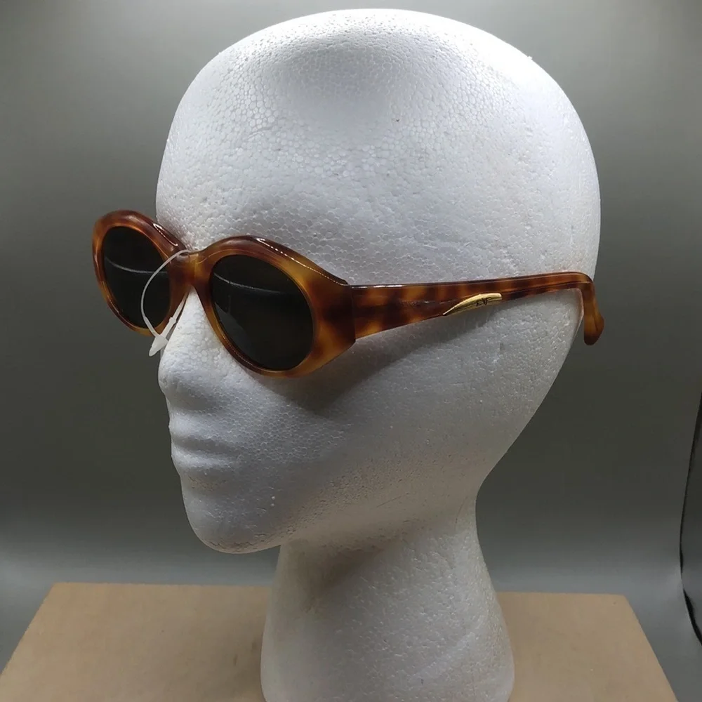 New old stock Egon Von Furstenberg sunglasses italy vintage MOD amber tortoise